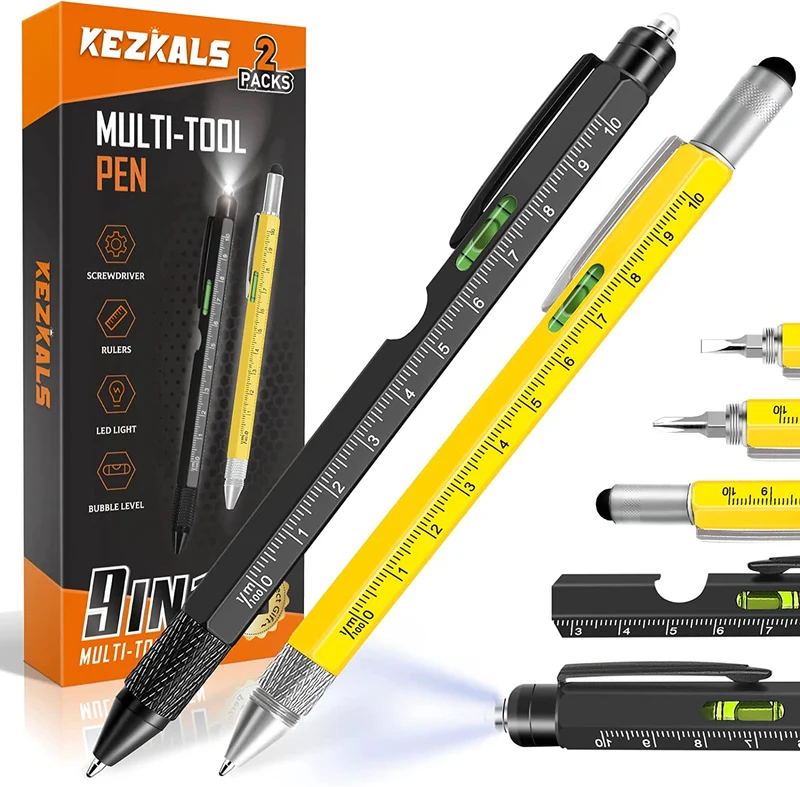 KEZKALS Penna Multifunzione 9 IN 1 Regalo Uomo, Regali Natale Uomo Originali, Idee Regalo Uomo Natale Originale, Idee Regalo Uomo Compleanno, Regali per Papà, Regali per Lui, Idee Regalo San Valentino