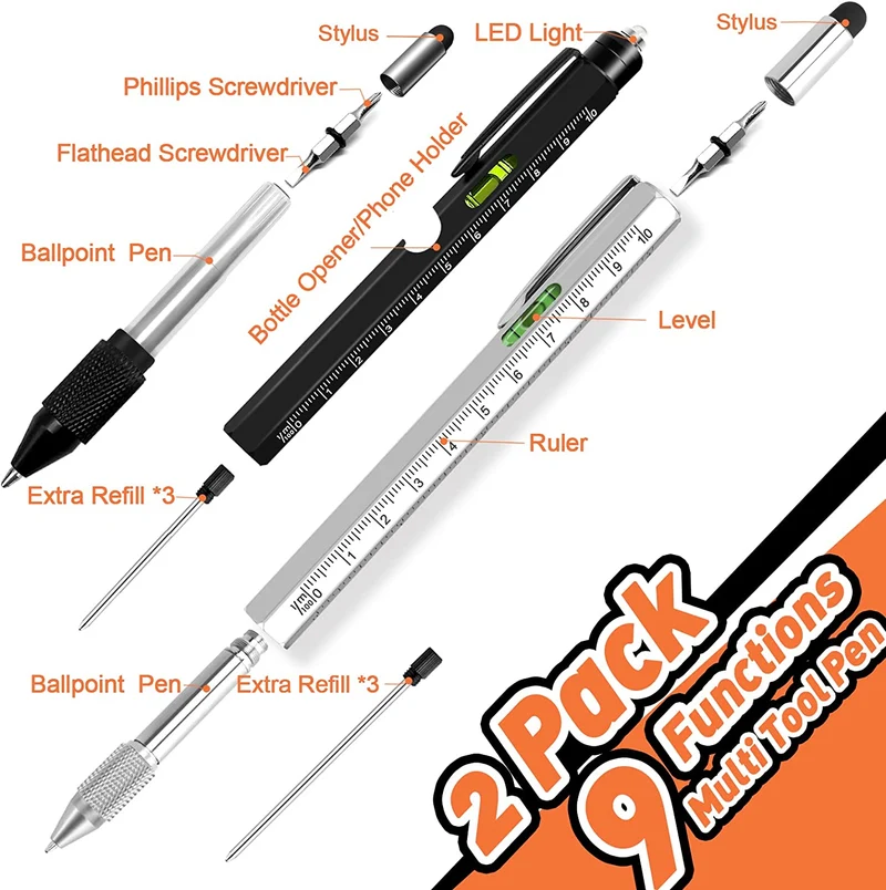 KEZKALS Penna Multifunzione 9 IN 1 Regalo Uomo, Regali Natale Uomo Originali, Idee Regalo Uomo Natale Originale, Idee Regalo Uomo Compleanno, Regali per Papà, Regali per Lui, Idee Regalo San Valentino
