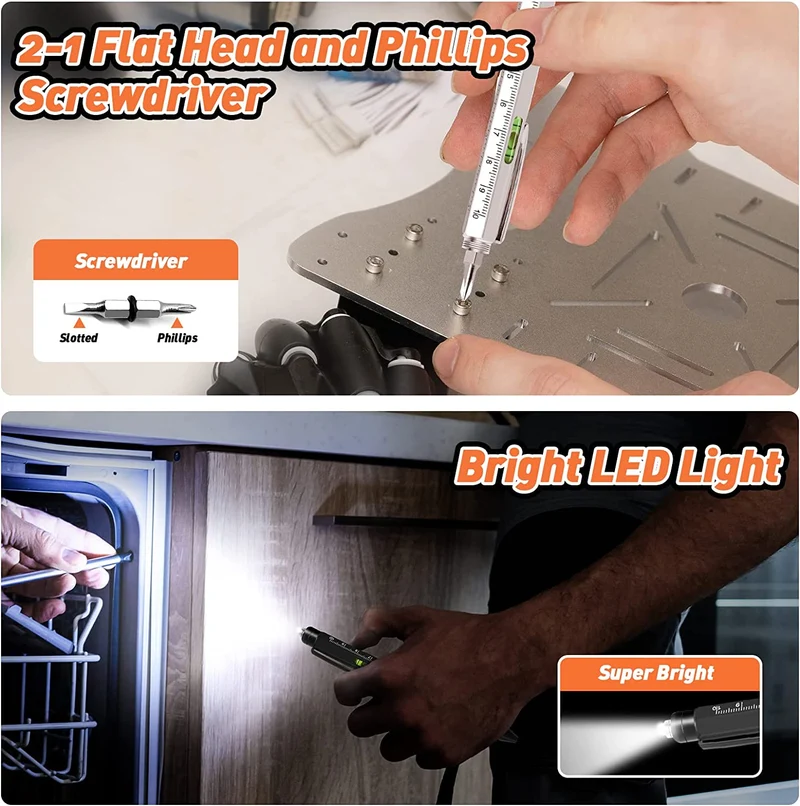KEZKALS Penna Multifunzione 9 IN 1 Regalo Uomo, Regali Natale Uomo Originali, Idee Regalo Uomo Natale Originale, Idee Regalo Uomo Compleanno, Regali per Papà, Regali per Lui, Idee Regalo San Valentino