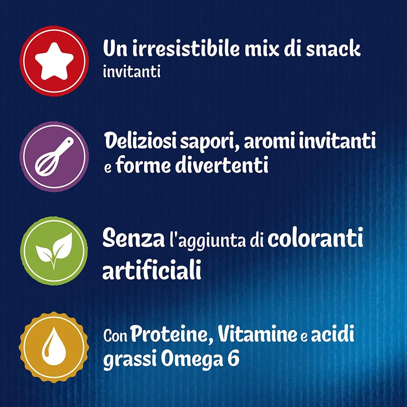 Purina Felix Party Mix Snack Gatto Ocean Mix con Salmone, Merluzzo e Trota, 8 Confezioni da 60 g