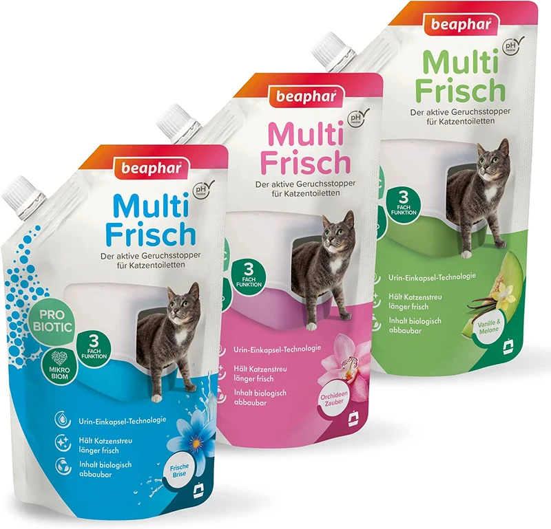 Beaphar, neutralizzatore di odori di Gatti “Multi Fresh, per Una ventata d’Aria Fresca”, prolunga la Durata della lettiera per Gatti, Profumo di Aria Fresca, 400 g