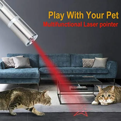 Juguetes para Gatos LED Juguetes interactivos para Gatos ,USB recargable 4 en1 Multimode 5 Patrone Herramienta de entrenamiento para Gato Perro Cazador