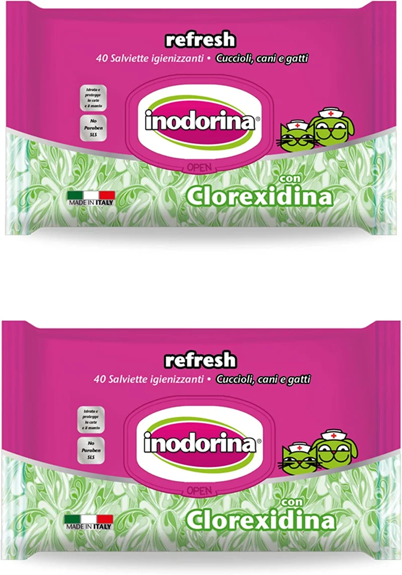 Inodorina PET100106 salviette aggiorna clorhexidina, 40 unità