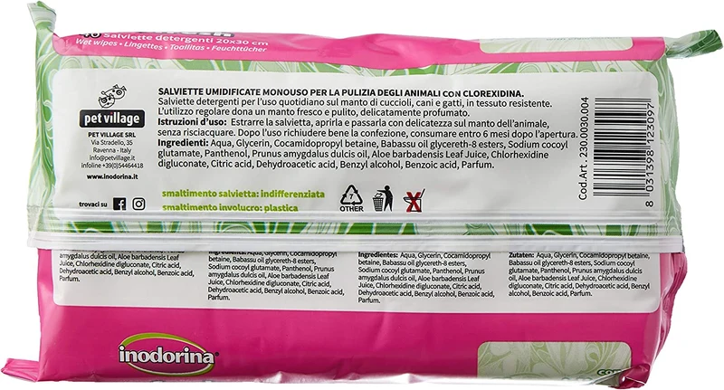 Inodorina PET100106 salviette aggiorna clorhexidina, 40 unità
