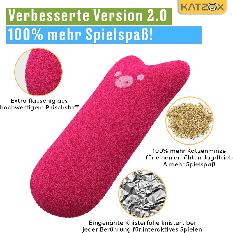 KATZOX© Cuscini per gatti - Design migliorato 2021 I Cuscini all’erba gatta I Accessorio per gatti I Cuscini per gatti resistenti a morsi e graffi I Cuscini con erba gatta I Gioco per gatti
