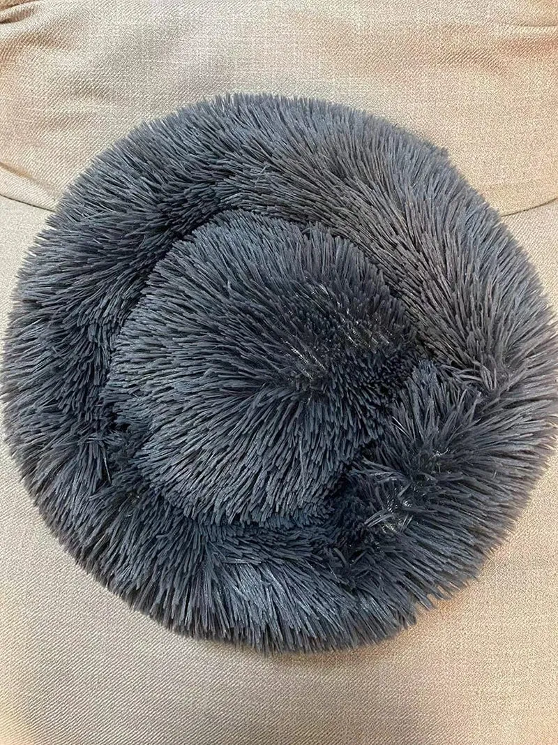 Cuccia per Gatti Cuccia Gatto Letto per Cani Rotondo Ciambella Morbido Peluche Tondo per Animali Domestici Gatto Morbido Lettino (Grigio scuro 40CM) per animali da 3 kg