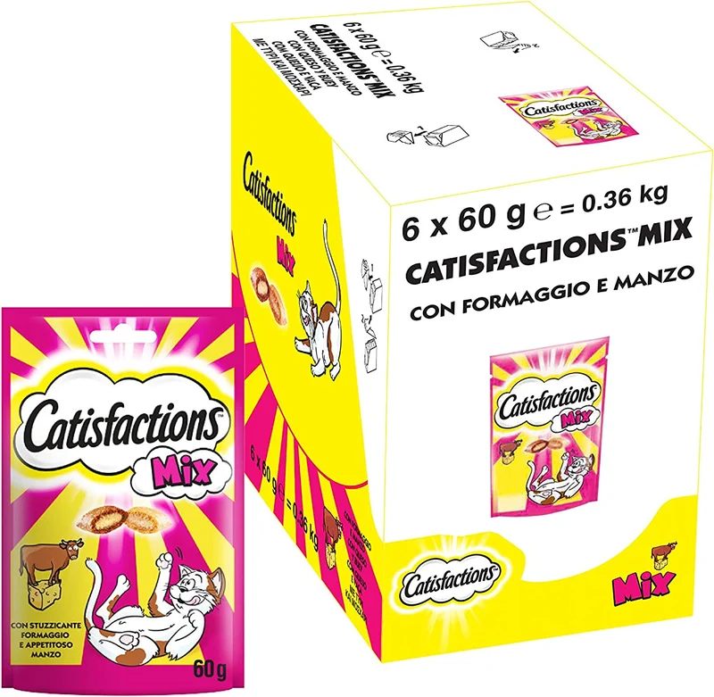 Catisfactions Snack per Gatto, Gustoso Pollo, 6 Confezioni da 60 g