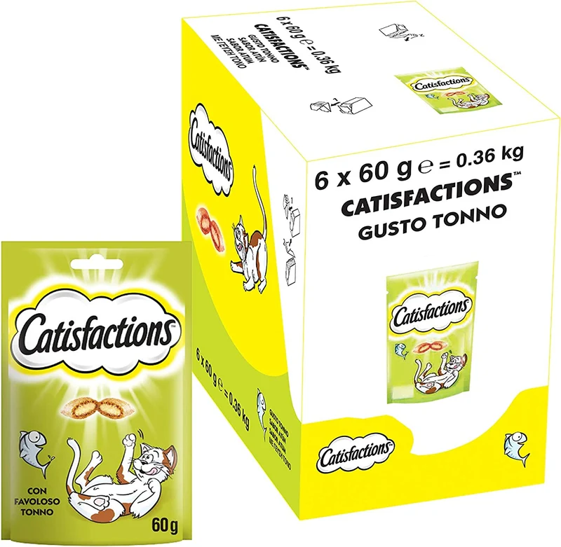 Catisfactions Snack per Gatto, Gustoso Pollo, 6 Confezioni da 60 g