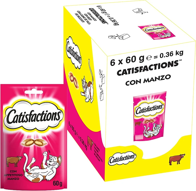 Catisfactions Snack per Gatto, Gustoso Pollo, 6 Confezioni da 60 g