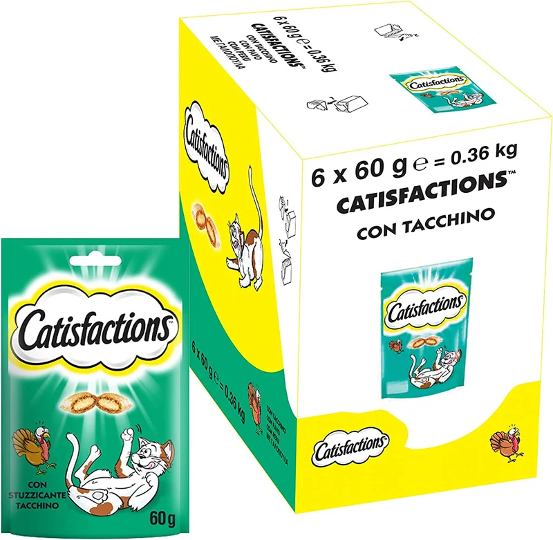 Catisfactions Snack per Gatto, Gustoso Pollo, 6 Confezioni da 60 g