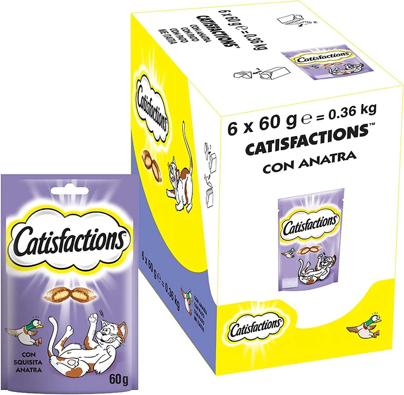 Catisfactions Snack per Gatto, Gustoso Pollo, 6 Confezioni da 60 g