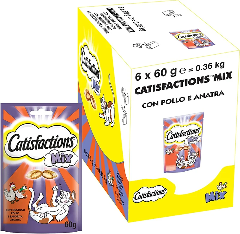 Catisfactions Snack per Gatto, Gustoso Pollo, 6 Confezioni da 60 g