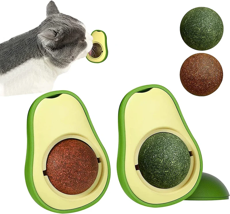 Palline di Erba Gatta Catnip Ball Rotante Giocattolo Interattivo per Gatti Gattino Pulizia Denti