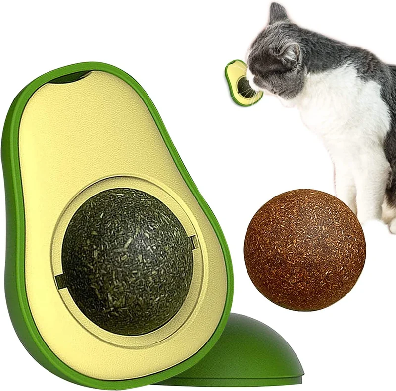 Palline di Erba Gatta Catnip Ball Rotante Giocattolo Interattivo per Gatti Gattino Pulizia Denti