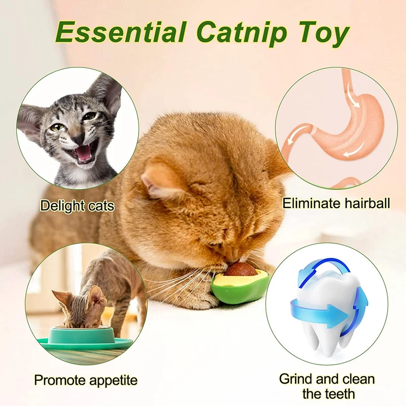 Palline di Erba Gatta Catnip Ball Rotante Giocattolo Interattivo per Gatti Gattino Pulizia Denti