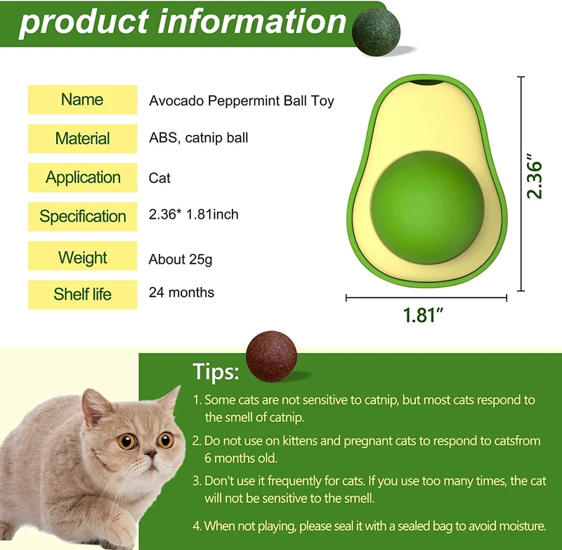 Palline di Erba Gatta Catnip Ball Rotante Giocattolo Interattivo per Gatti Gattino Pulizia Denti
