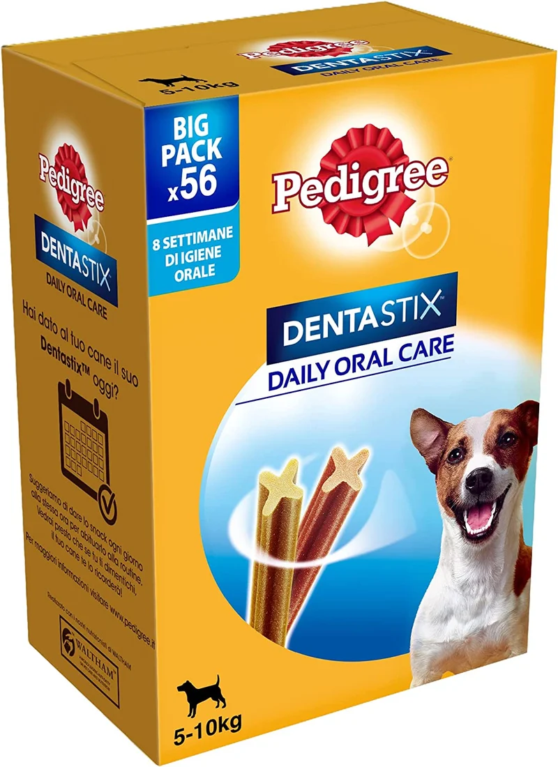 Pedigree Dentastix Snack per la Igiene Orale, Cane Medio 10-25 kg Confezione Scorta, 56 Bastoncini - 8 x 180 gr