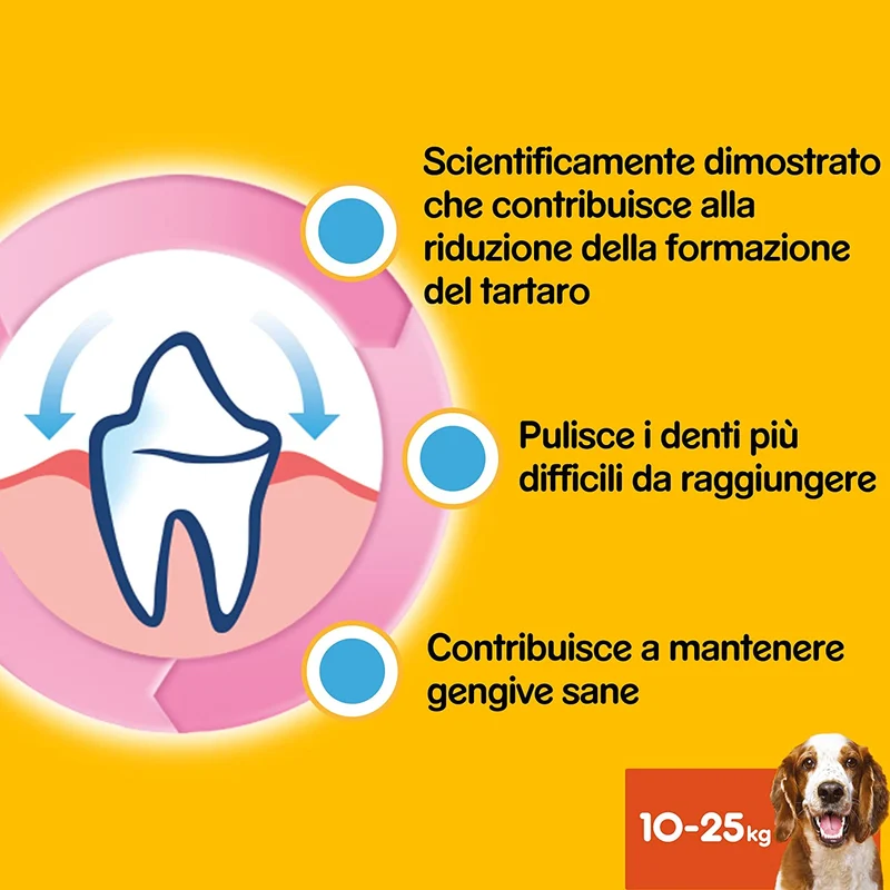Pedigree Dentastix Snack per la Igiene Orale, Cane Medio 10-25 kg Confezione Scorta, 56 Bastoncini - 8 x 180 gr