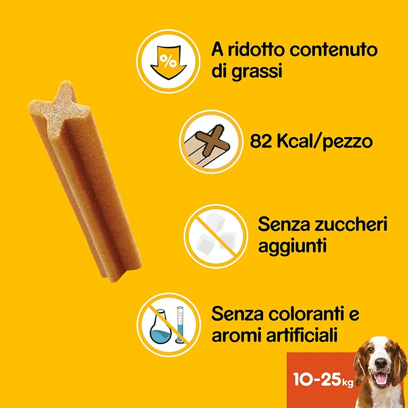 Pedigree Dentastix Snack per la Igiene Orale, Cane Medio 10-25 kg Confezione Scorta, 56 Bastoncini - 8 x 180 gr