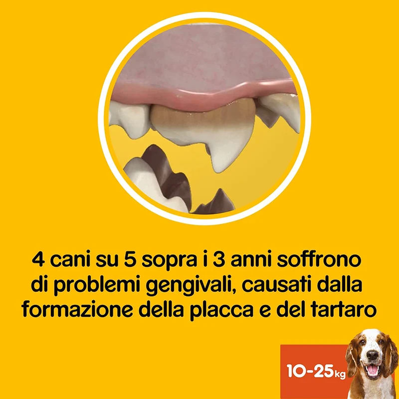 Pedigree Dentastix Snack per la Igiene Orale, Cane Medio 10-25 kg Confezione Scorta, 56 Bastoncini - 8 x 180 gr