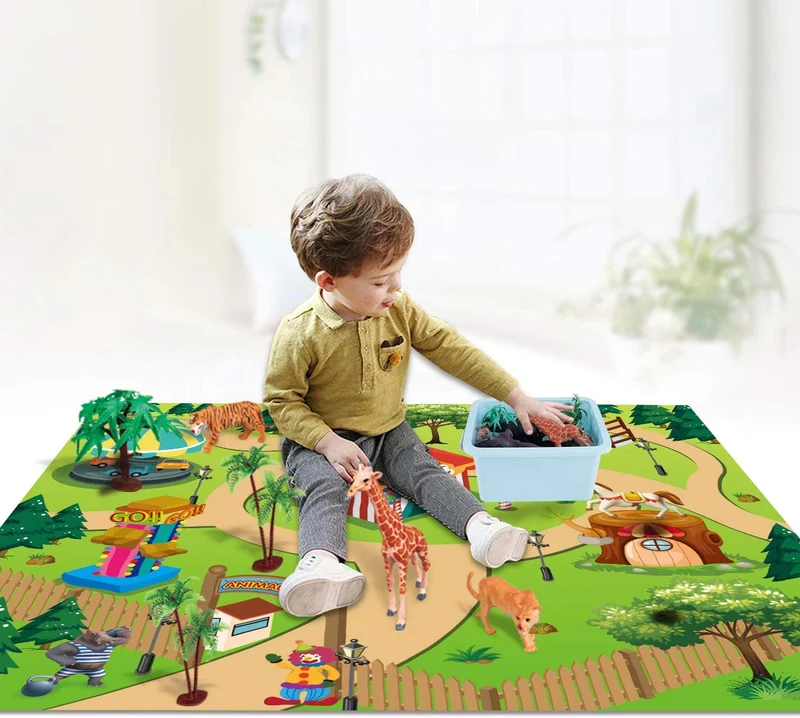 giocattoli animali Set di giochi di Giocattoli educativi selvaggi di giungla di plastica con game pad Leone Tigre Regalo di preferenza per feste per 3 4 5 6 7 Ragazzi, ragazze, bambini