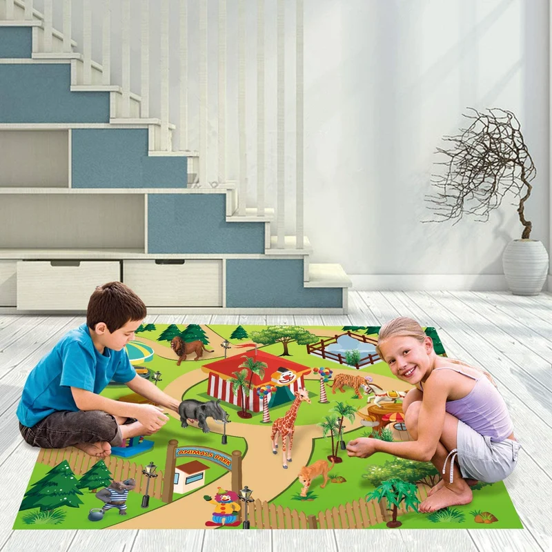 giocattoli animali Set di giochi di Giocattoli educativi selvaggi di giungla di plastica con game pad Leone Tigre Regalo di preferenza per feste per 3 4 5 6 7 Ragazzi, ragazze, bambini