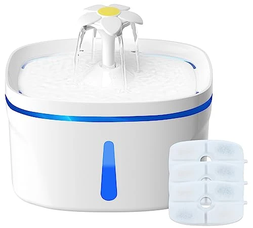Fontana per Gatti,Fontanella per Gatti da Interno Ultra Silenziosa da 2,5 Litri con Luce LED Filtro a Carbone Attivo Ciotola per Acqua per Fontana per Gatti per Più Animali Domestici