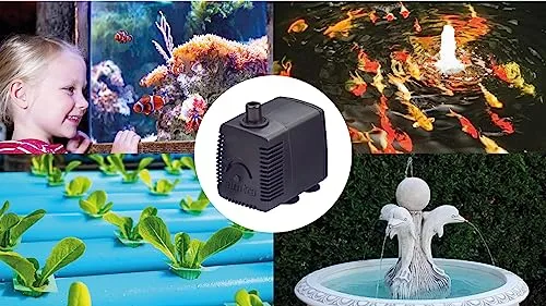 Amtra Stream 480 - Pompa per acquario ad immersione, silenziosa, portata d'acqua regolabile, 480 lt/h - 4,3W - 230v, Piccola Pompa Aspira Acqua per Fontanella Gatti, Presepe, idroponica