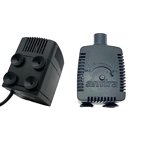 Amtra Stream 480 - Pompa per acquario ad immersione, silenziosa, portata d'acqua regolabile, 480 lt/h - 4,3W - 230v, Piccola Pompa Aspira Acqua per Fontanella Gatti, Presepe, idroponica