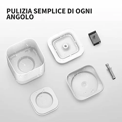 PETKIT CYBERTAIL Fontanella per Gatti, Fontanella per Gatti Senza Fili,25dB Silenziosa,Fontanella per Cani,con Luci A LED,3.0 Aggiornare l'elemento Filtrante,Pompa dell'Acqua Senza Fili,1.8 L