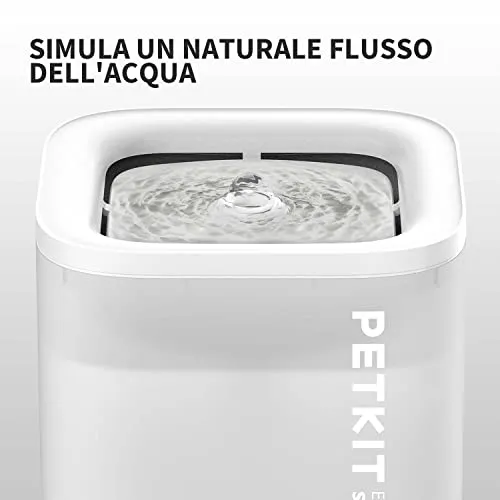 PETKIT CYBERTAIL Fontanella per Gatti, Fontanella per Gatti Senza Fili,25dB Silenziosa,Fontanella per Cani,con Luci A LED,3.0 Aggiornare l'elemento Filtrante,Pompa dell'Acqua Senza Fili,1.8 L