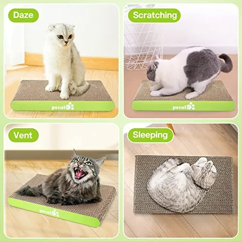 Pecute Tiragraffi per Gatti Cartone (2 Pack),Graffiatoio per Gatti, Gatto graffiatoio di ricambio, Gattino Tiragraffi Gatto Piccolo Medio Lettino per Gatti con Erba Gatta Inclusa
