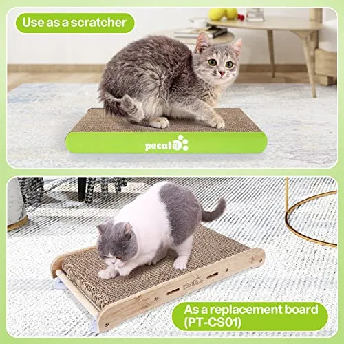 Pecute Tiragraffi per Gatti Cartone (2 Pack),Graffiatoio per Gatti, Gatto graffiatoio di ricambio, Gattino Tiragraffi Gatto Piccolo Medio Lettino per Gatti con Erba Gatta Inclusa
