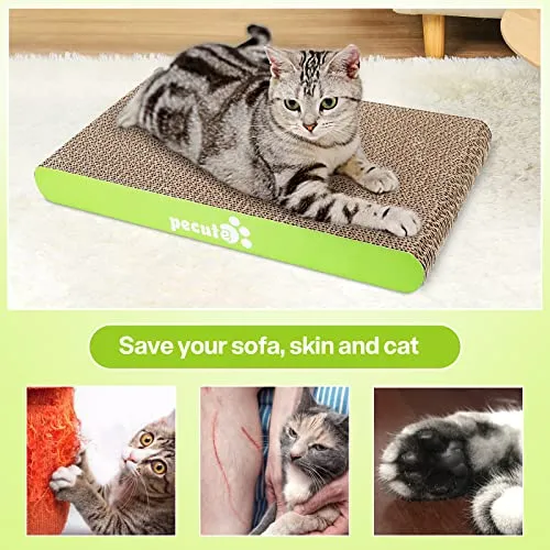 Pecute Tiragraffi per Gatti Cartone (2 Pack),Graffiatoio per Gatti, Gatto graffiatoio di ricambio, Gattino Tiragraffi Gatto Piccolo Medio Lettino per Gatti con Erba Gatta Inclusa
