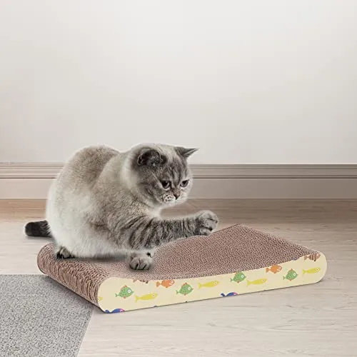 Nobleza 2 in 1 Tiragraffi per Gatti Cartone con Erba gatta, Graffiatoio in Cartone Ondulato Reversibile per Proteggere Mobili