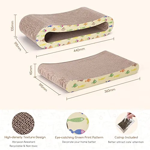 Nobleza 2 in 1 Tiragraffi per Gatti Cartone con Erba gatta, Graffiatoio in Cartone Ondulato Reversibile per Proteggere Mobili