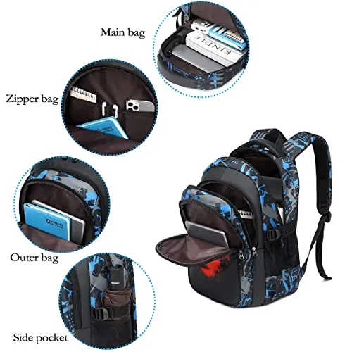 GUIVITU Zaino Scuola Elementare Zaini per Ragazzi Adolescenti Cartella Scuola Casual Borse Studenti Della Zainetto Bambini Set Scolastico Oxford Impermeabile Backpack(blu)