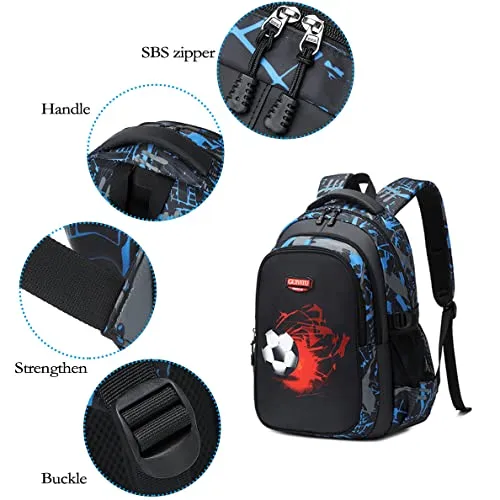 GUIVITU Zaino Scuola Elementare Zaini per Ragazzi Adolescenti Cartella Scuola Casual Borse Studenti Della Zainetto Bambini Set Scolastico Oxford Impermeabile Backpack(blu)