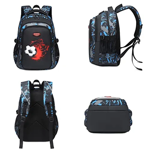 GUIVITU Zaino Scuola Elementare Zaini per Ragazzi Adolescenti Cartella Scuola Casual Borse Studenti Della Zainetto Bambini Set Scolastico Oxford Impermeabile Backpack(blu)
