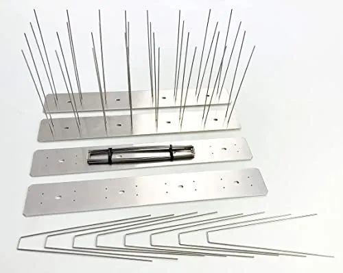 NO Birds | Dissuasori per Piccioni | Barriera Anti Uccelli per Balcone Terrazza Finestra | Spuntoni Extra Lunge | Acciaio Inossidabile e Alluminio | 4 pezzi | Lunghezza Totale 1,09 Metri