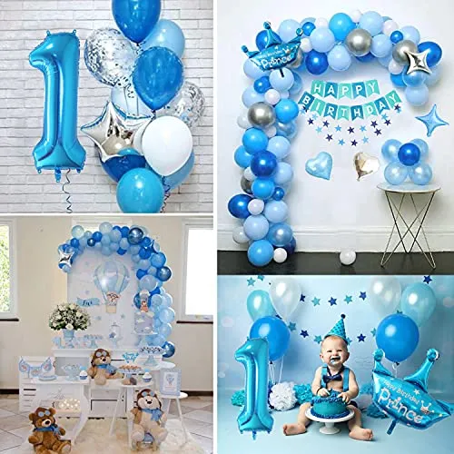 Palloncini Compleanno Ragazzo, TOLOYE Decorazioni Compleanno, Happy Birthday Banner, Blu Palloncini con Coriandoli con Lettere,Tovaglia per Ragazzo, Baby Shower,Compleanno, Decorazioni per Feste
