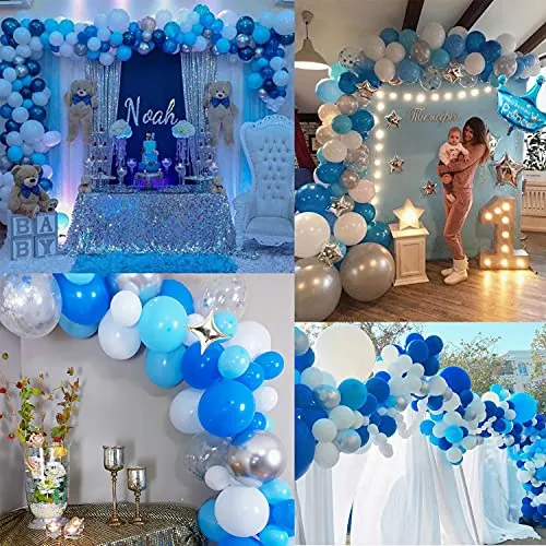 Palloncini Compleanno Ragazzo, TOLOYE Decorazioni Compleanno, Happy Birthday Banner, Blu Palloncini con Coriandoli con Lettere,Tovaglia per Ragazzo, Baby Shower,Compleanno, Decorazioni per Feste