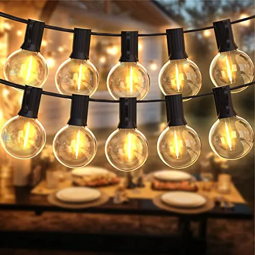 DSLebeen Catena Luminosa Esterno 15M/50FT Luci da Esterno Giardino 27+3 G40 LED Lampadine di Ricambio Catena Luminosa Decorazione per Casa Caffè Giardino Festa Matrimonio Terrazzo Partito