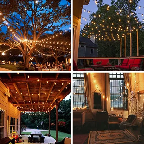 DSLebeen Catena Luminosa Esterno 15M/50FT Luci da Esterno Giardino 27+3 G40 LED Lampadine di Ricambio Catena Luminosa Decorazione per Casa Caffè Giardino Festa Matrimonio Terrazzo Partito