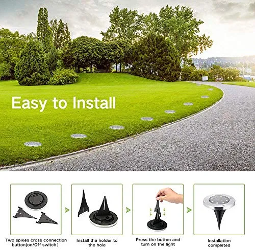 BrizLabs Luci Solari Giardino Esterno, 8 LEDs Luce Sepolta Lampada Solare da Esterno Faretti Led Solari Impermeabile IP65 Luci Terra Giardino per Prato Vialetto Scala Paesaggio, Bianco Freddo 8 Pezzi