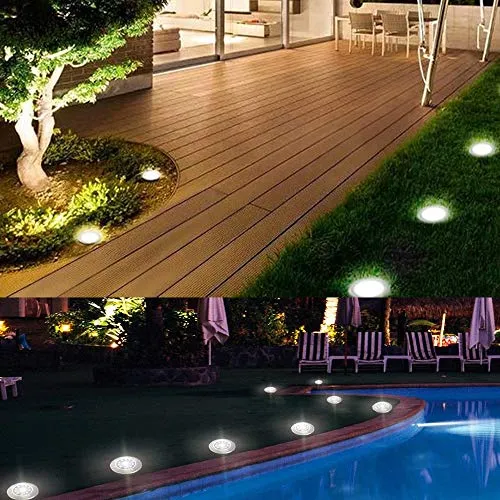 BrizLabs Luci Solari Giardino Esterno, 8 LEDs Luce Sepolta Lampada Solare da Esterno Faretti Led Solari Impermeabile IP65 Luci Terra Giardino per Prato Vialetto Scala Paesaggio, Bianco Freddo 8 Pezzi