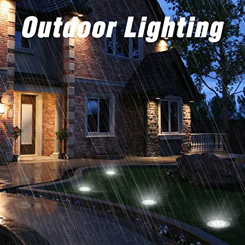 BrizLabs Luci Solari Giardino Esterno, 8 LEDs Luce Sepolta Lampada Solare da Esterno Faretti Led Solari Impermeabile IP65 Luci Terra Giardino per Prato Vialetto Scala Paesaggio, Bianco Freddo 8 Pezzi