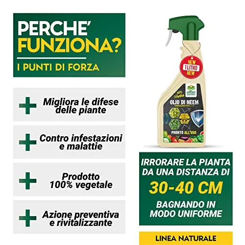 Albagarden - Olio Di Neem Per Piante 1 Litro - Naturale Concentrato Contro Insetti Funghi Cocciniglia, Acari Afidi Pulci, Cimici, Pidocchi, Vespe E Calabroni - Spray Pronto Uso