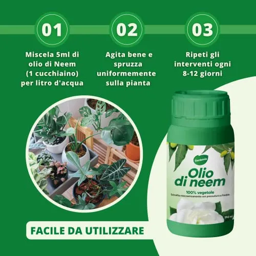 Gardemia Olio di Neem per Piante 250ml 100% Vegetale Azione Naturale contro varie Avversità Giardino Casa Multiuso Estratto Meccanicamente con Pressatura a Freddo Straordinarie Proprietà Naturali