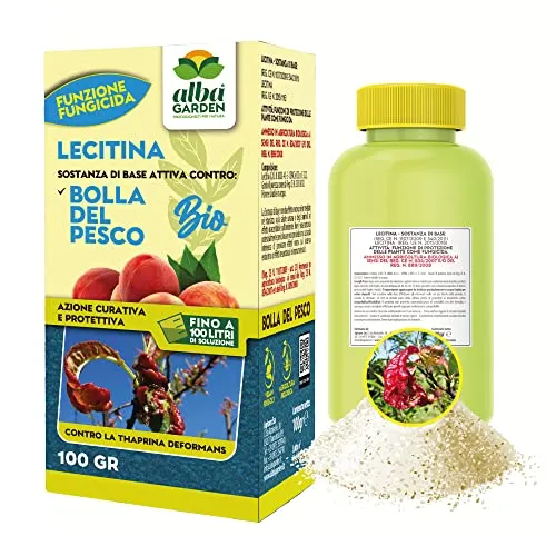 Albagarden - Fungicida Piante Per Bolla Del Pesco Per Agricoltura Biologica - Lecitina Funghicida Naturale Per Trattamento di Oidio Peronospora Alternaria - Polvere Solubile X 100 gr